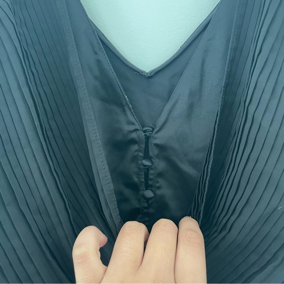 Zara Bodysuit Pleated Draped Black Top Buttons Women Size S Spaghetti Straps - Picture 15 of 16